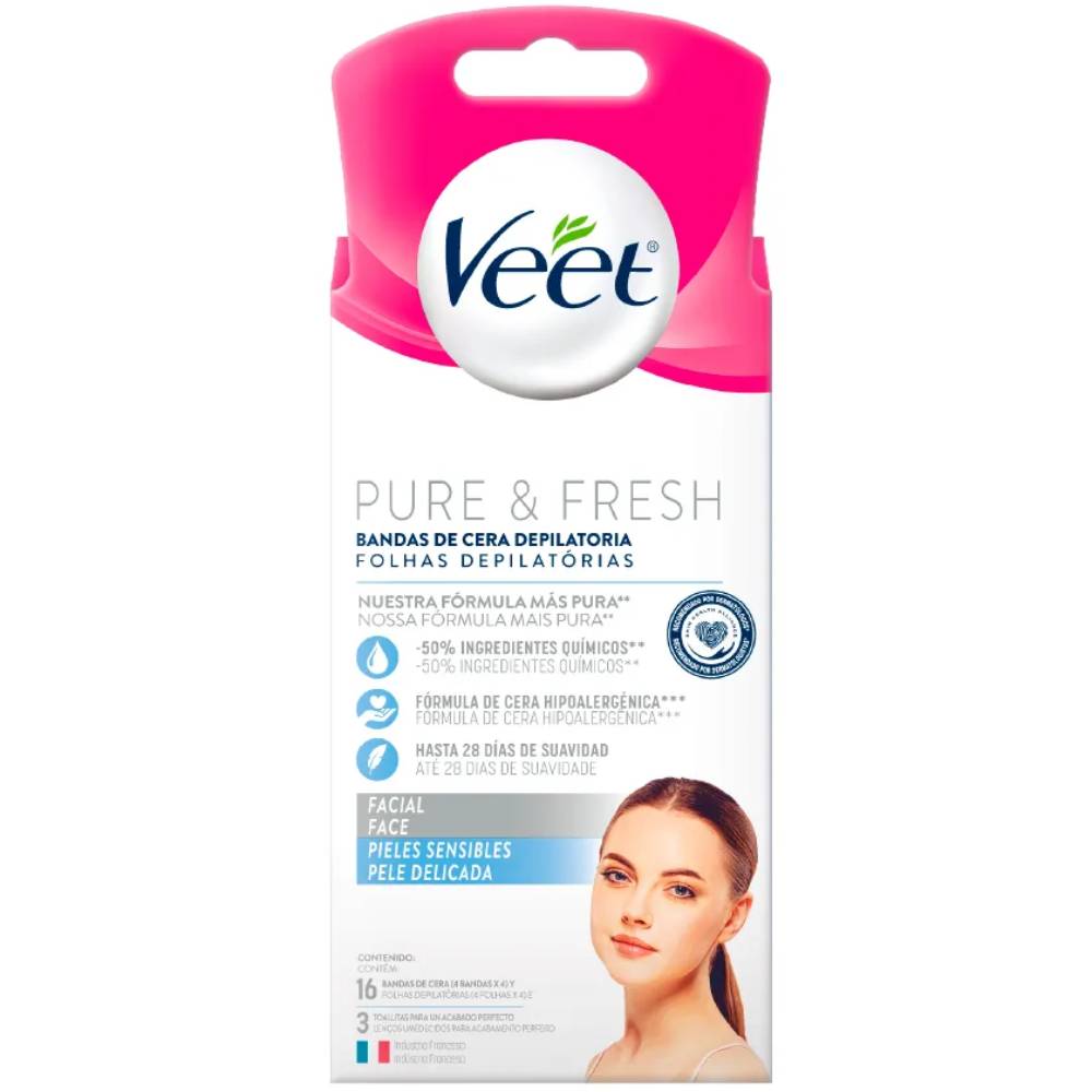 Banda de Cera Depilatoria Facial Pure & Fresh Veet