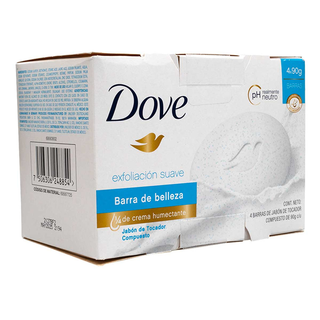 Barra de Jabon Exfoliacion Suave Dove Pack 4