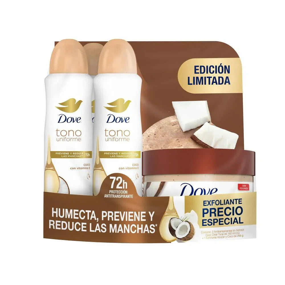 Pack Dove Tono Uniforme Antitranspirante + Exfoliante Corporal Cocoa