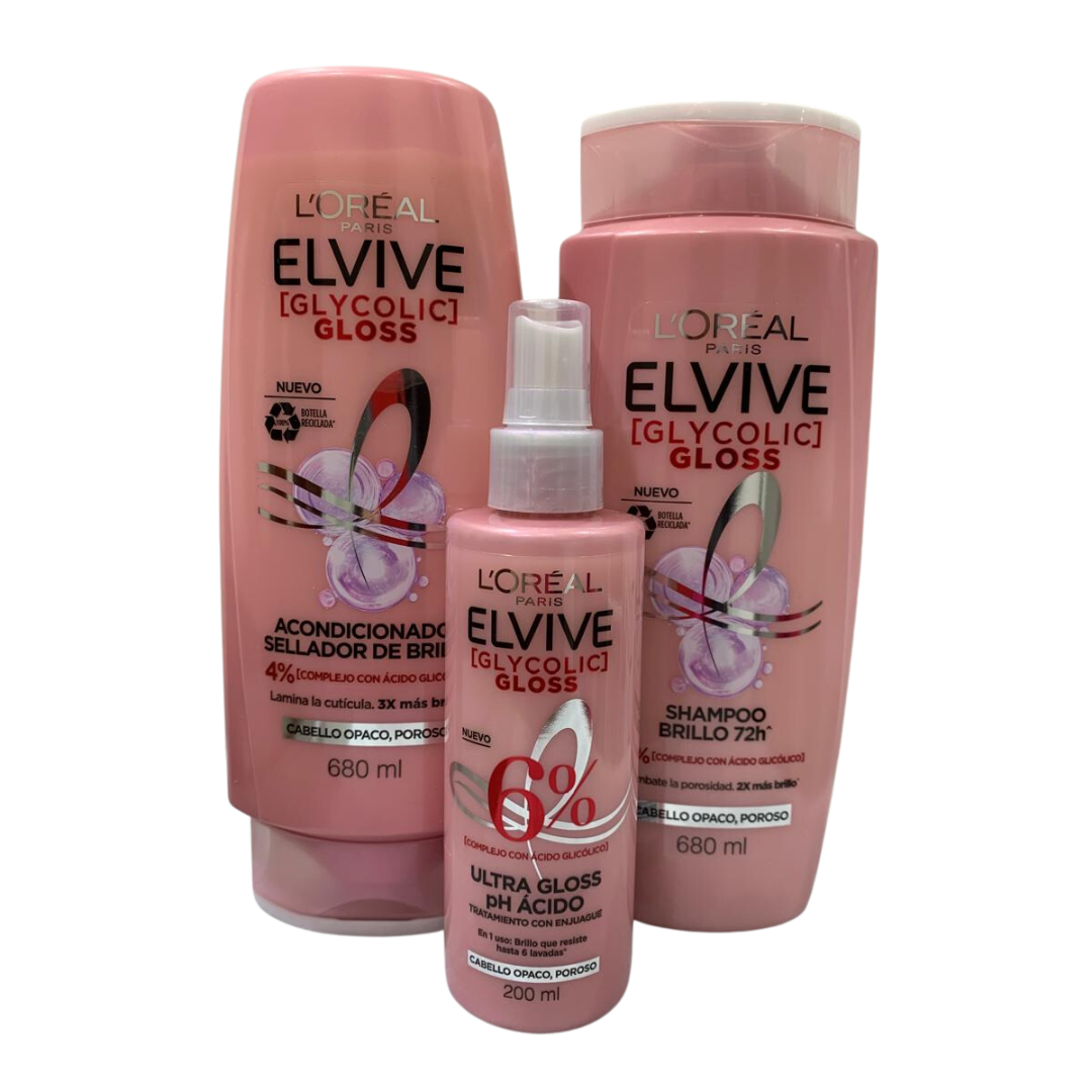 Pack Glycolic Gloss Elvive Loreal Paris 3U