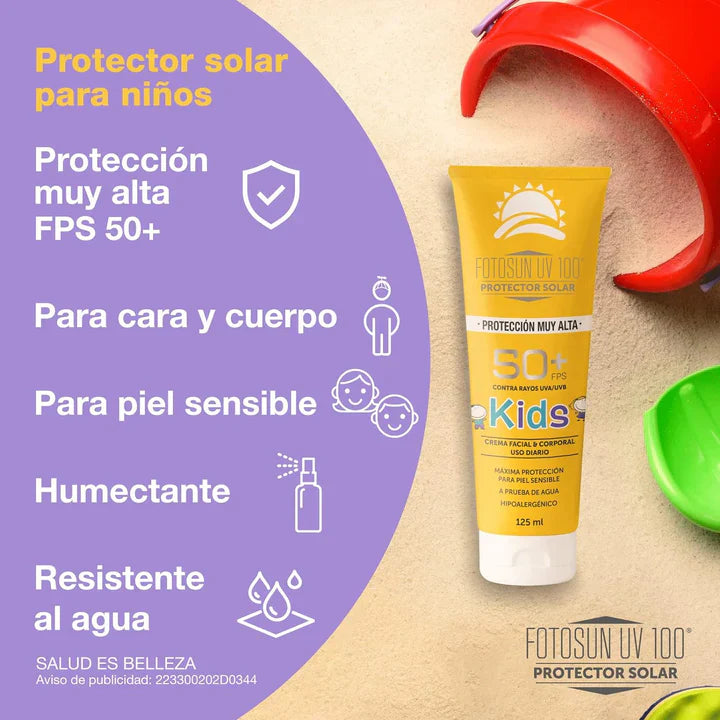 Fotosun UV100 Kids Protector Solar Facial y Corporal FPS50 Daclaf
