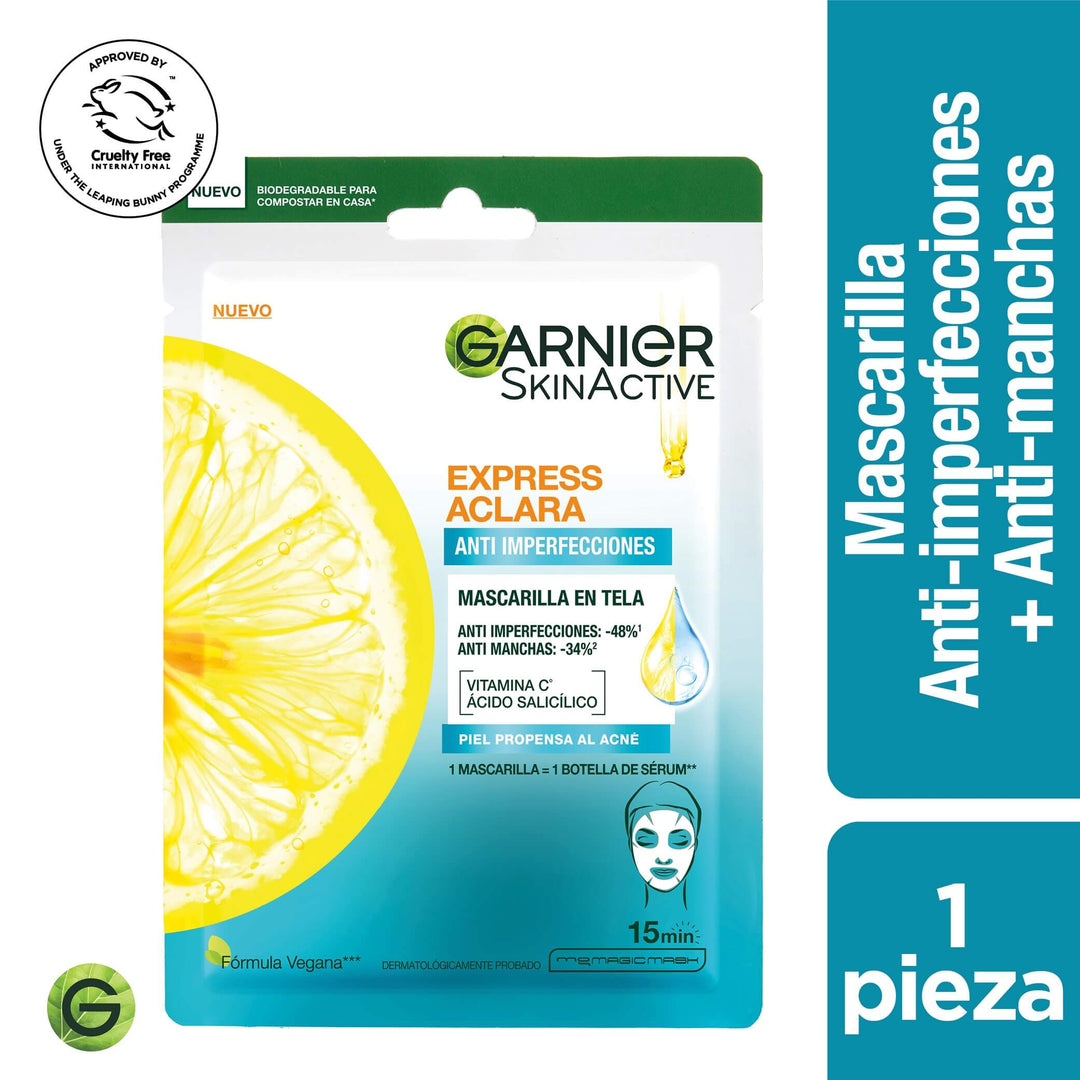 Mascarilla Facial Express Aclara Anti Imperfecciones Garnier